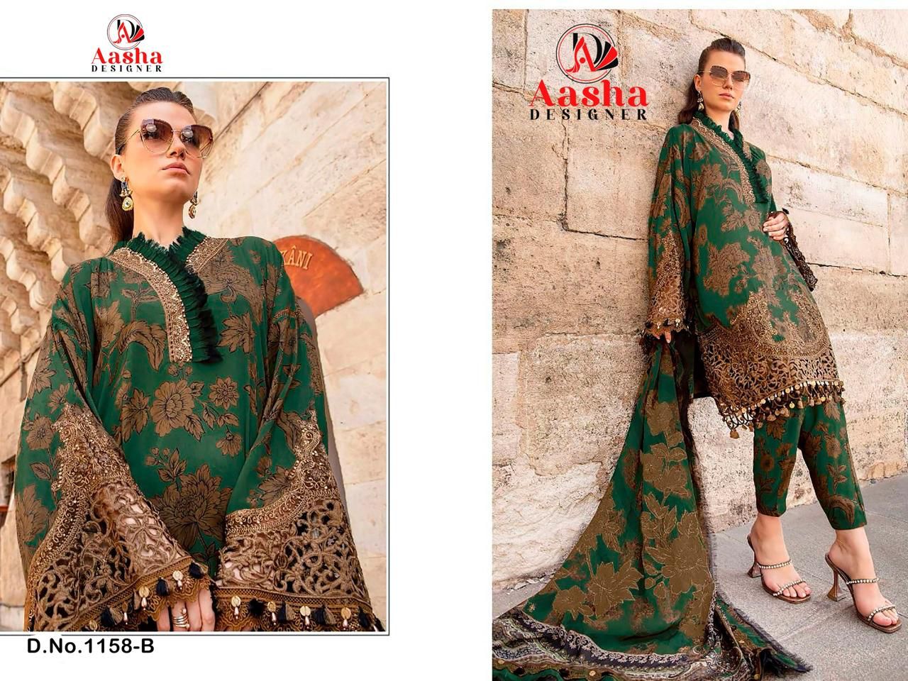 Aasha 1158 A and B Cotton Printed Pakistani Suits Suppliers In India